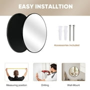 EDX 24 Wall Round Mirror with Crystal Clear Reflection, Convenient Hanging Hooks, and Premium Aluminum Alloy Construction, Black