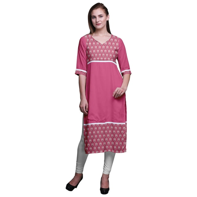 Bimba Kurtis Droits à Panneaux pour Femmes Robe Kurti Longue Haut Indien Imprimé