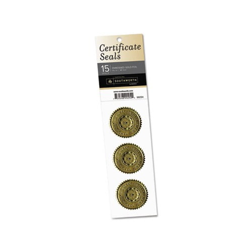 Certificate Seals 1.75" dia., Gold, 3/Sheet, 5 Sheets/Pack