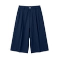 thumbnail image 5 of Women's Pleated Bermuda Cropped Pants High Waisted Loose Wide Leg Dressy Capri Pants with Pocket Casual Work Capris, 5 of 7