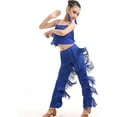 thumbnail image 6 of Kiijoy Girls 2 Piece Latin Ballroom Dance Outfits Tassel Camisole Fringe Pants Dancewear, 6 of 7