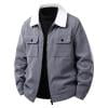 OHMZYZO Men's Corduroy Trucker Jackets Vintage Fleece Sherpa Lined Jacket Lapel Fall Zip Up Long Sleeve Thickened Winter Coats