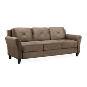Lifestyle Solutions Taryn Rolled Arms Sofa, Brown Fabric