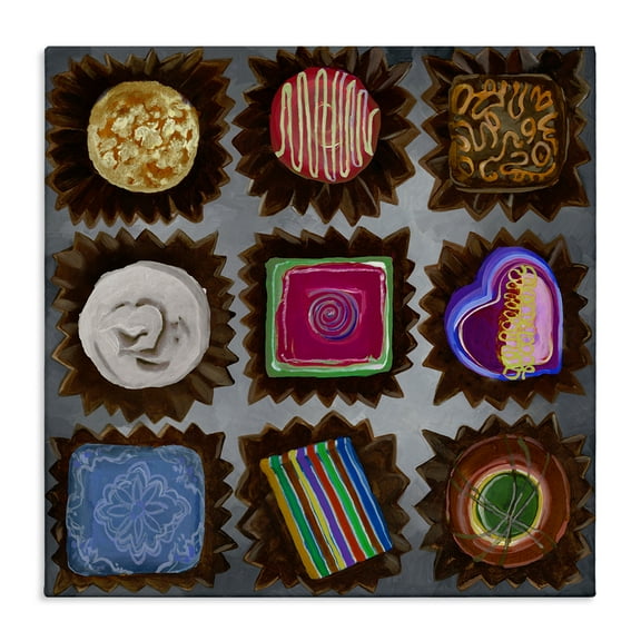 Stupell Industries Mixed Chocolate Pieces Food & Beverage Painting Wrapped Canvas Art Print Wall Art, 17 x 17