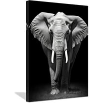 ZHONGYUTONG Black and White Elephant Canvas Wall Art African Forest Wildlife Pictures Prints Animals Paintings Office Wall Decor Framed (24.00" x 36.00")