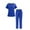 Blue, variant on Busydd Scrubs for Women and Men Casual Solid Color 2 Piece Scrub Set Fashion Short Sleeve V Neck Tops and Drawstring Joggers Workwear XL