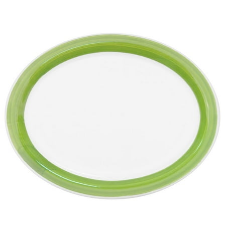 

Rainbow Oval Platter Narrow Rim Green 13-1/2 W X 10-1/8 L X 1-1/2 H Stoneware Green 4 packs
