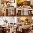 thumbnail image 4 of Brown Checked Table Runner - 120 Inch Long Watercolor Coffee Buffalo Plaid Cotton and Linen Blended Dress Scarves Farmhouse Table Runner for Kitchen Dining, Coffee Table, 13" x 120", 4 of 8