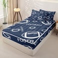 thumbnail image 2 of Castle Fairy Sport Football Zipper Full Size Comforter Sets with Fitted Sheet and 2 Pillowcases, Minimalist Ball Rugby Zipper Bedding Set, Navy Blue,4pcs,Navy Blue Reversible, 2 of 6