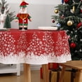 thumbnail image 4 of ROYGROW 60 Inch Round Christmas Snowflake Tablecloth with Tree Decorations Washable Table Cover for Festive Party Picnic Dinner Decor, 4 of 5