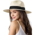 thumbnail image 1 of Womens Mens Wide Brim Straw Panama Hat Fedora Summer Beach Sun Hat UPF Straw Hat for Women, 1 of 5