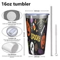 thumbnail image 4 of 16oz Tumblers Halloween Spooky Words and Icons Stainless Steel Vacuum Insulated Double Wall Travel Tumbler Cups Mug with Lid and Straw,Cleaning Brush for Coffee,Tea, 4 of 4