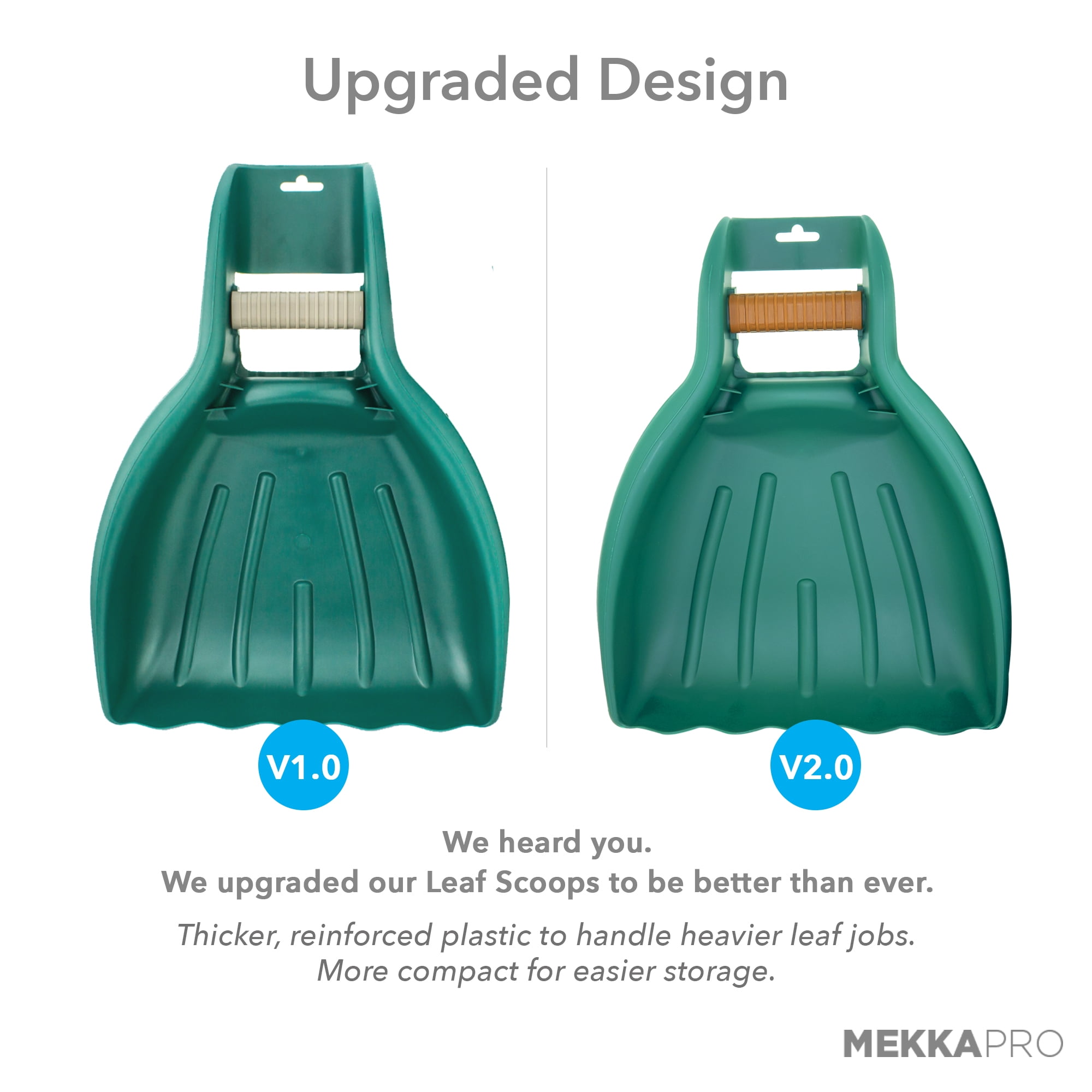 MEKKAPRO Leaf Scoops and Claws V2.0, 1-Pair (2 Pieces), Sturdy Ergonomic Grip, Hand Held Garden Rake