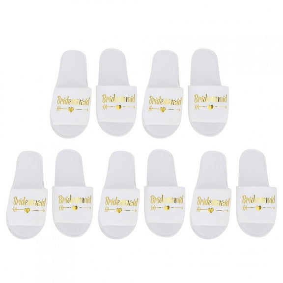 5 Pairs Letters Print Disposable Slippers for Wedding Party Photography Props Spa Slippers for Bachelorette Party Wedding[Bridesmaid]