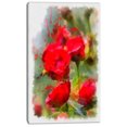 thumbnail image 2 of Roses Rouges sur Aquarelle Verte - Uvre d'Art Florale sur Toile, 2 of 4