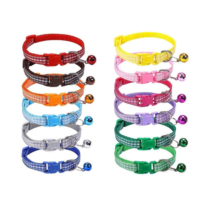 Jinsinto Set of 12 PCS Cat Collars, Adjustable Length, Kitten Collar, Pretty Accessory for Cats and Pets