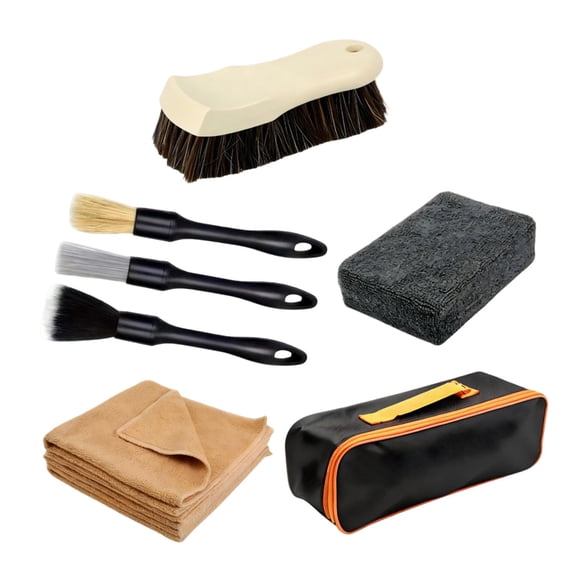 Kit de limpieza para automóviles, limpiador de interiores, cepillo de limpieza de cuero, suministros, kit de detallado de automóviles para neumáticos