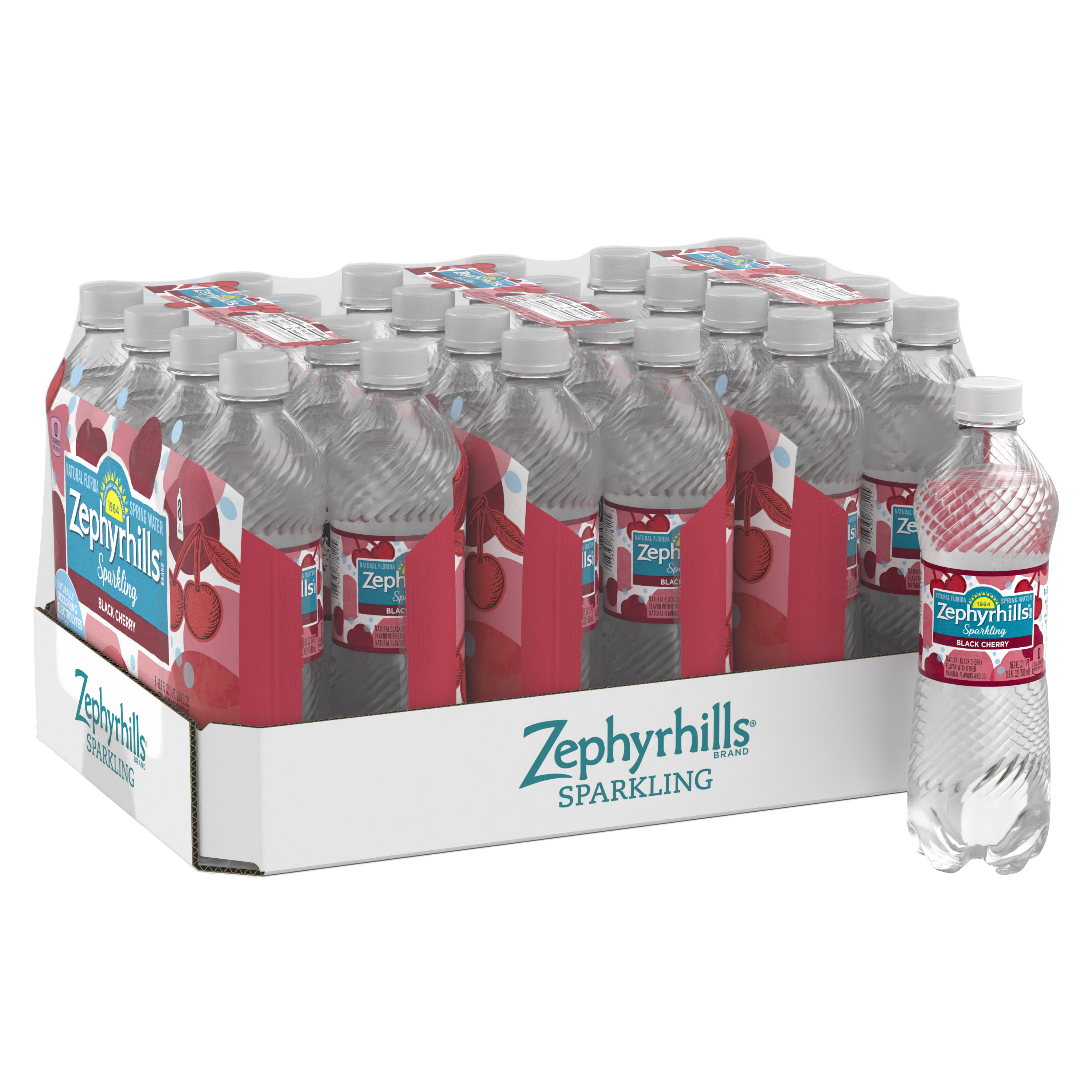 Zephyrhills Sparkling Water, Black Cherry, 16.9 oz. Bottles (24 Count