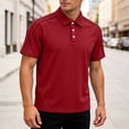 thumbnail image 2 of Yifymode Polo Shirts for Men Dry Fit Golf Polos Pleated Short Sleeve Button Up Shirt Plus Size Summer Cotton Athletic Tshirts,Wine 4XL, 2 of 5