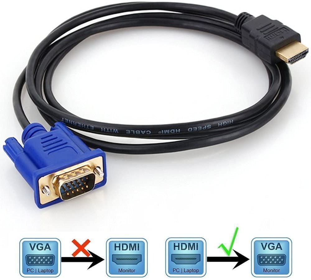speak HDMI to VGA Cable Converter, 6Ft 1.8M 1080P HDMI Male to VGA Male DSUB 15 Pin M/M