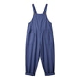 thumbnail image 6 of Womens Jumpsuit Sleeveless Casual Summer Overalls Jumpers Adjustable Strap Baggy Wide Leg Long Pants Rompers with Pockets Navy, 6 of 7