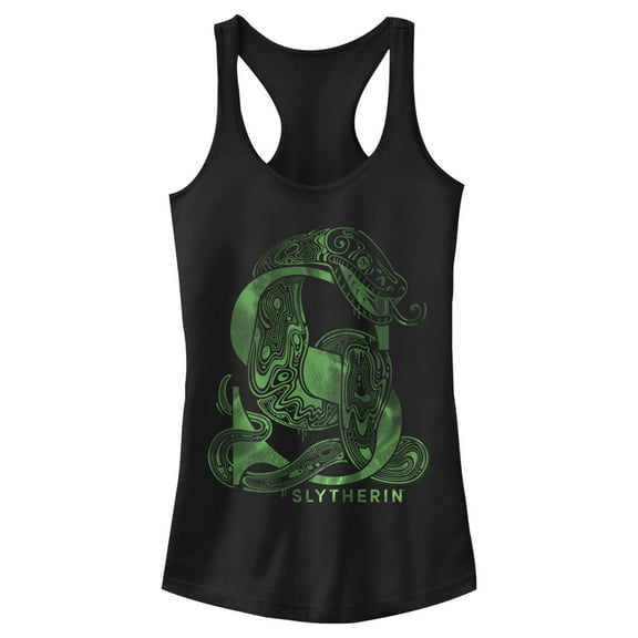 Junior's Harry Potter Slytherin S Logo Racerback Tank Top