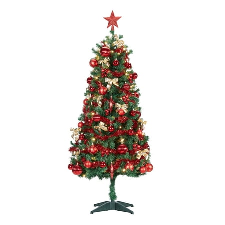 Holiday Time Pre-Lit Christmas Tree 5 ft with Decorations,