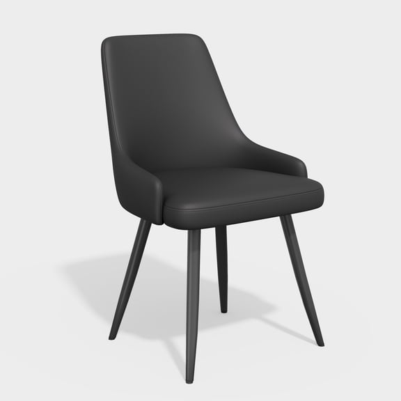 Modern Dining Chairs Set of 2, Faux Leather Upholstered Kitchen Chair with Padded Cushion & Metal Legs, 300lbs, for Dining Room Kitchen, Black