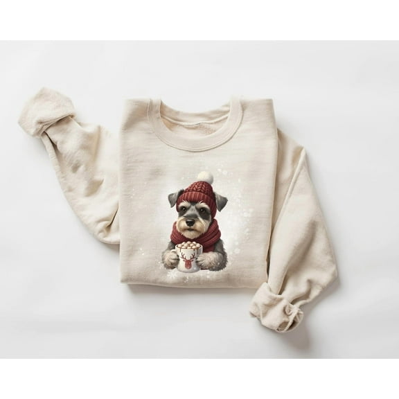 Schnauzer season Sweatshirt, Cozy Dog Lover, Winter Mini Schnauzer Sweater, Hot Cocoa Dog Shirt, Cute season Apparel, Unisex Jumper, F7167 Tshirt All Size S-5XL