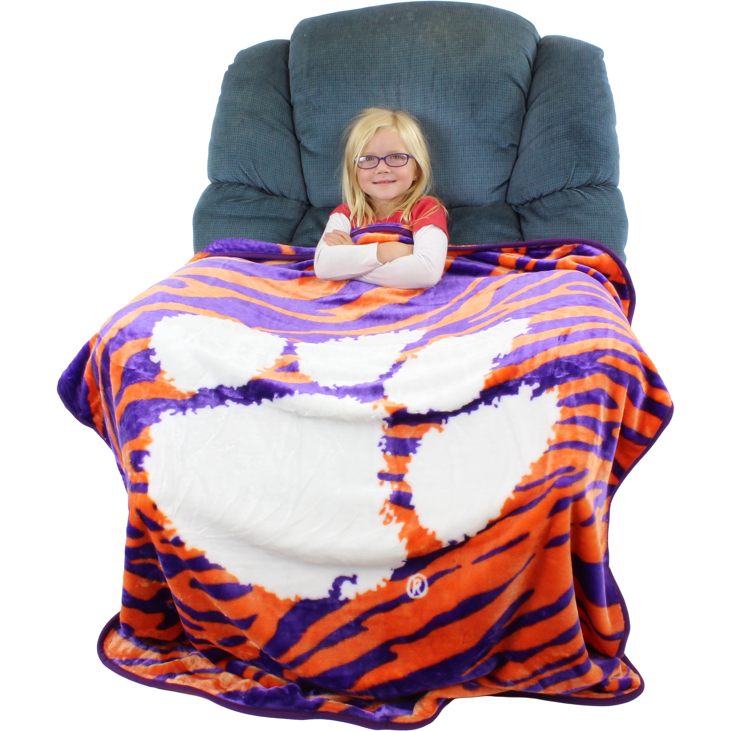 College Covers Everything Comfy Clemson Tigers Soft Raschel Throw Blanket, 60" x 50"