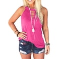 thumbnail image 2 of Guardurnaity Camiseta sin mangas con cuello halter de color liso para mujer Prendas para la parte del cuerpo Rosa roja L, 2 of 6