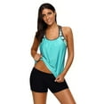 thumbnail image 1 of Women's Rose/Light Green Print Insert Racerback Tankini Set Swimwear, 1 of 23