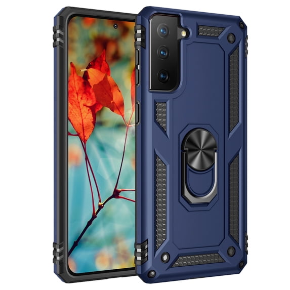 TechCircle Samsung Galaxy S21 Case, Ring Holder Kickstand Magnetic Hybrid Rugged Shockproof Cover, Blue