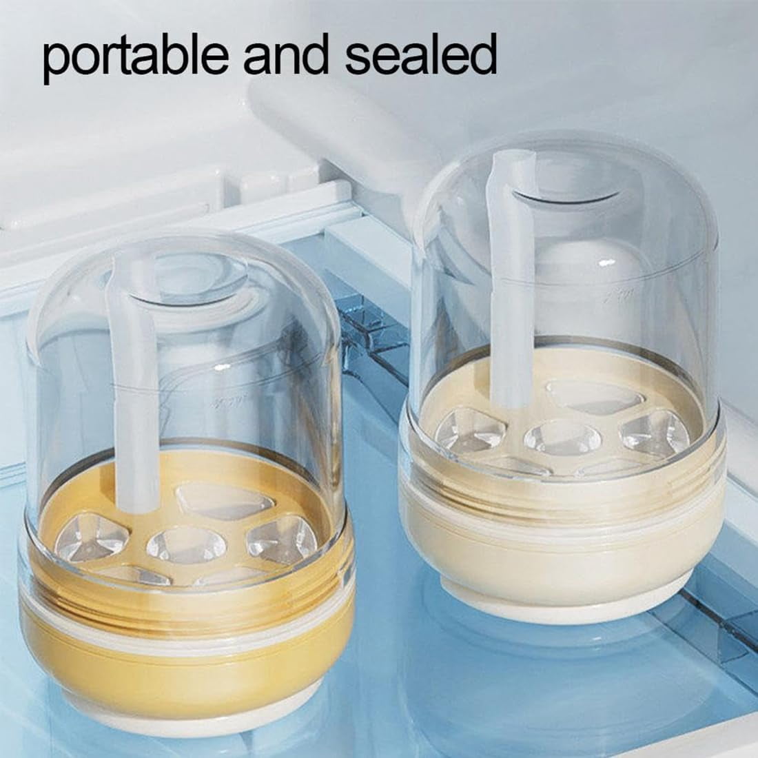 2-in-1 Ice Cube Bottle with Straw, Silicone Push-Release Ice Cube Cup, Touch-Free Press-to-Dispense Ice Tray for Iced Coffee, Cocktail, Whiskey & Juice, Home Office Outdoor