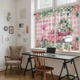 thumbnail image 5 of Eucalyptus Trucks Kitchen Curtain for Berdoom Living Room Cafe 54 Inch Length, Spring Farmhouse Floral Leaves Pink Plaid Tiers Curtains Light Filtering Drapes Window Treatment 2 Panels 52"Wx54"L, 5 of 8