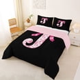thumbnail image 2 of Erosebridal Pink Floral Letter J Bow Queen Comforter Set for Girls Women, Princess Bowknot Bedding Comforter Set, Reversible, 3-Piece, 2 of 6
