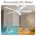 thumbnail image 5 of 52 Inch Smart Ceiling Fan with Lights Remote,Voice Control via Alexa Google WIFI App,Ultra Quiet DC Motor,Outdoor Indoor Modern Ceiling Fans,6-Speed for Bedroom Patio Porch,White and Light Wood Color, 5 of 7