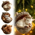 thumbnail image 4 of 2026 Highland Cow Acorn Ornaments, 2D Flat Acrylic Cartoon Cow Hanging Decor, 1 PCS Cute Animal Christmas Tree Ornaments for Holiday Home Party Decorations-C, 4 of 4