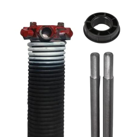 

G.A.S Hardware Garage Door Torsion Spring 207x2x25 Includes 1” Nylon Bushing and Winding Bars| Right Hand Wound Replacement for Left Side of Garage Door (Cone Color: Red)