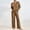 Brown, variant on FDGIU Women's Casual Pajama Set‌, 2-Piece Long Sleeve Top and Wide Leg Pants, Soft Comfortable Loungewear