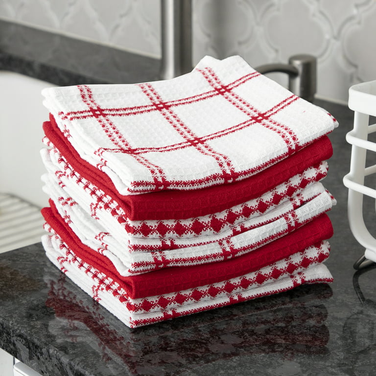 12 Pack of Kitchen Dishcloths - Striped Pattern - 13 x 13 in - Soft 100%  Cotton
