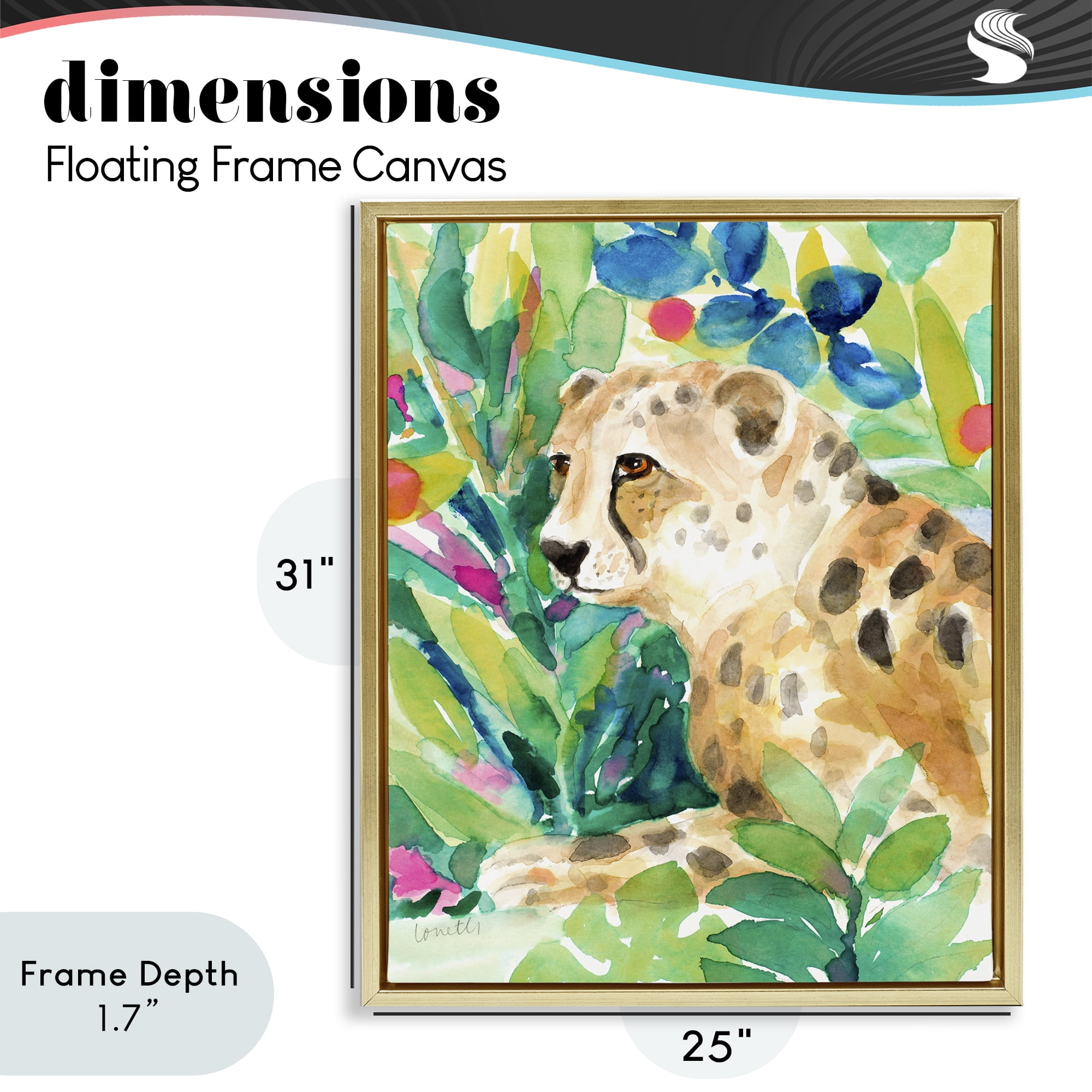 Stupell Industries Vibrant Chillin' Cheetah Gold Framed Floater Canvas Wall Art, design by Lanie Loreth