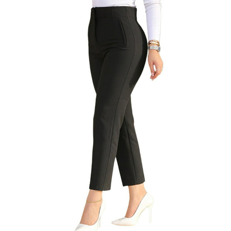 Grianlook Womens Work Dress Pants Office Business Casual Slacks Ladies  Regular Straight Leg Trousers with Pockets Dark Gray M