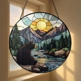 Black Bear Sunset Landscape Stained Glass Style Suncatcher, Forest ...