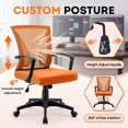 thumbnail image 4 of Vyrox Mid-Back Mesh Office Chair Set of 2, Ergonomic Desk Chair with Lumbar Support, Adjustable Swivel Task Chair for Home Office, Orange, 4 of 7