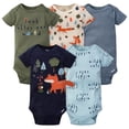 thumbnail image 3 of Gerber Baby Boys - Paquete de 5 mamelucos de manga corta variada, Azul zorro, 3-6 Meses, 3 of 6