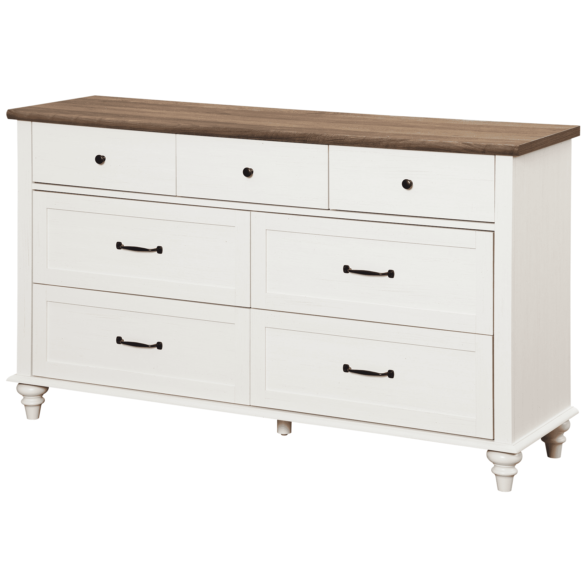 White Dresser with 7 Drawers for Bedroom, Wooden Chest of Drawers for Living Room