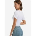 thumbnail image 3 of Womens Summer Short Sleeve T Shirts Knit Slim Fit One Piece Cutout Scoop Neck Going Out Date Night Tops, 3 of 6