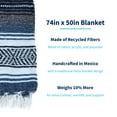 thumbnail image 3 of La Montana 4 Pack Mexican Blankets, 74" x 50" Yoga Blankets, Slate Blue/Charcoal/White, 3 of 7