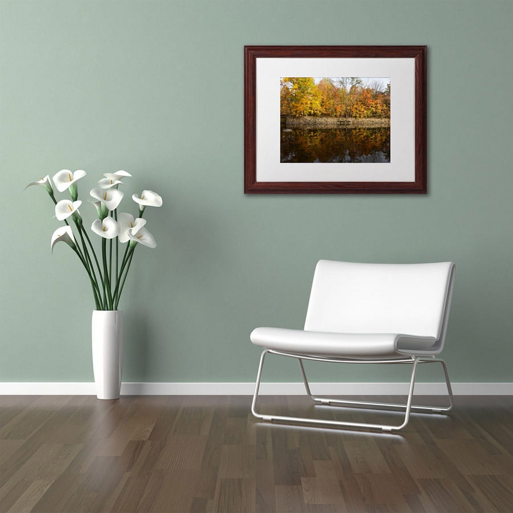 Trademark Fine Art "Autumn Along the Rocky River" Canvas Art by Kurt Shaffer, White Matte, Wood Frame